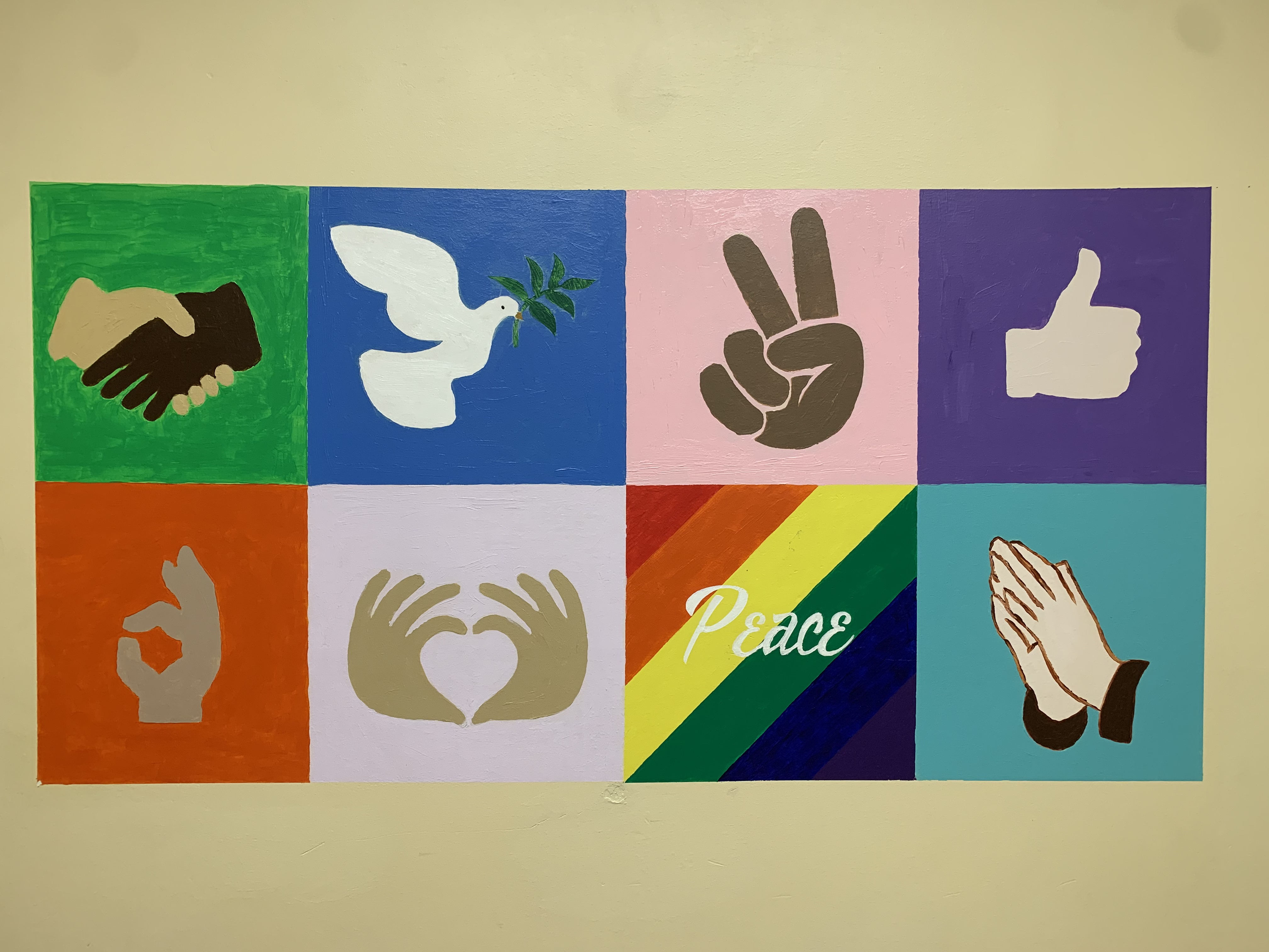 hand-painted eight squares wall mural by Choonie