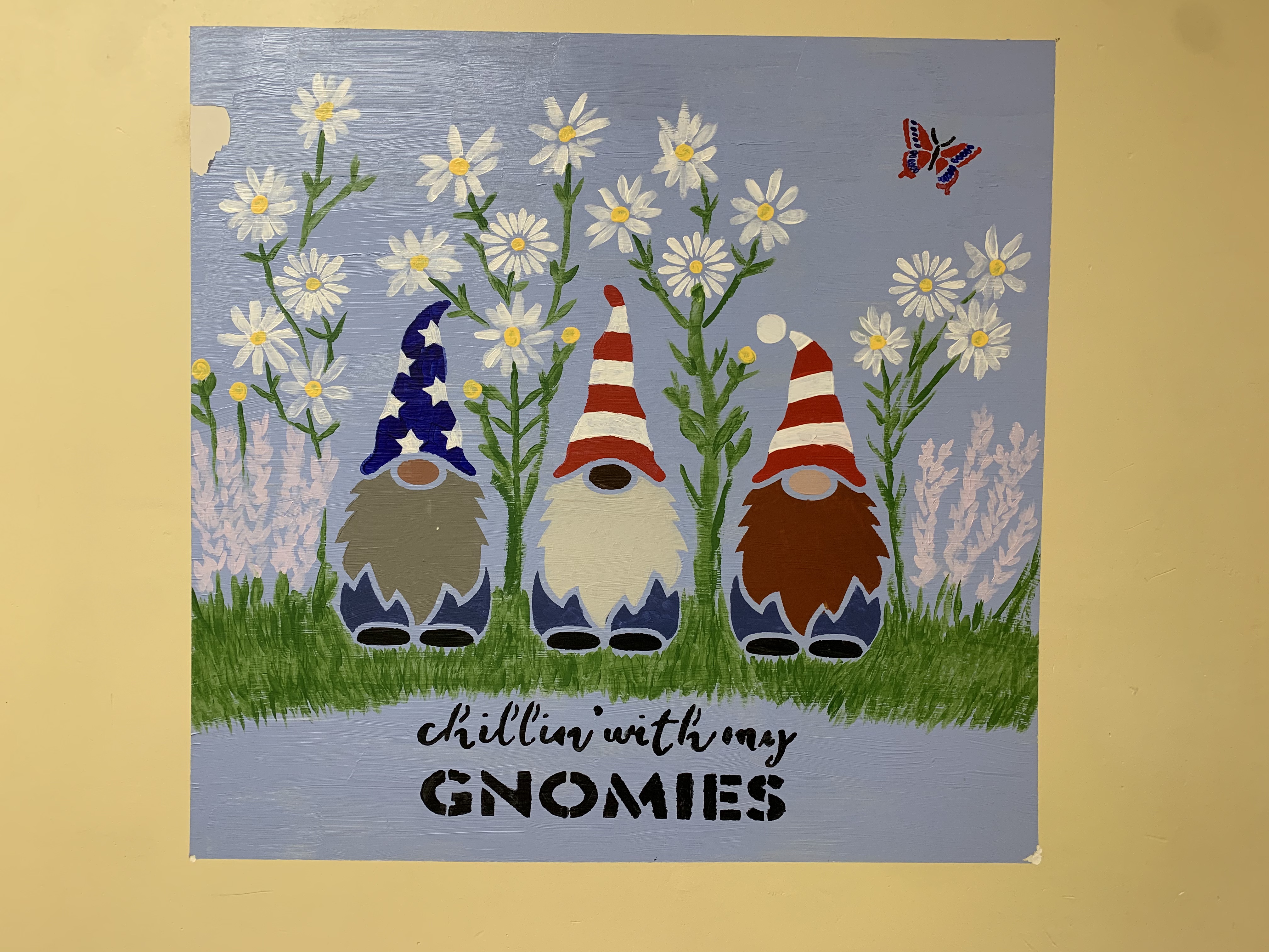 hand-painted gnomies wall mural by Choonie