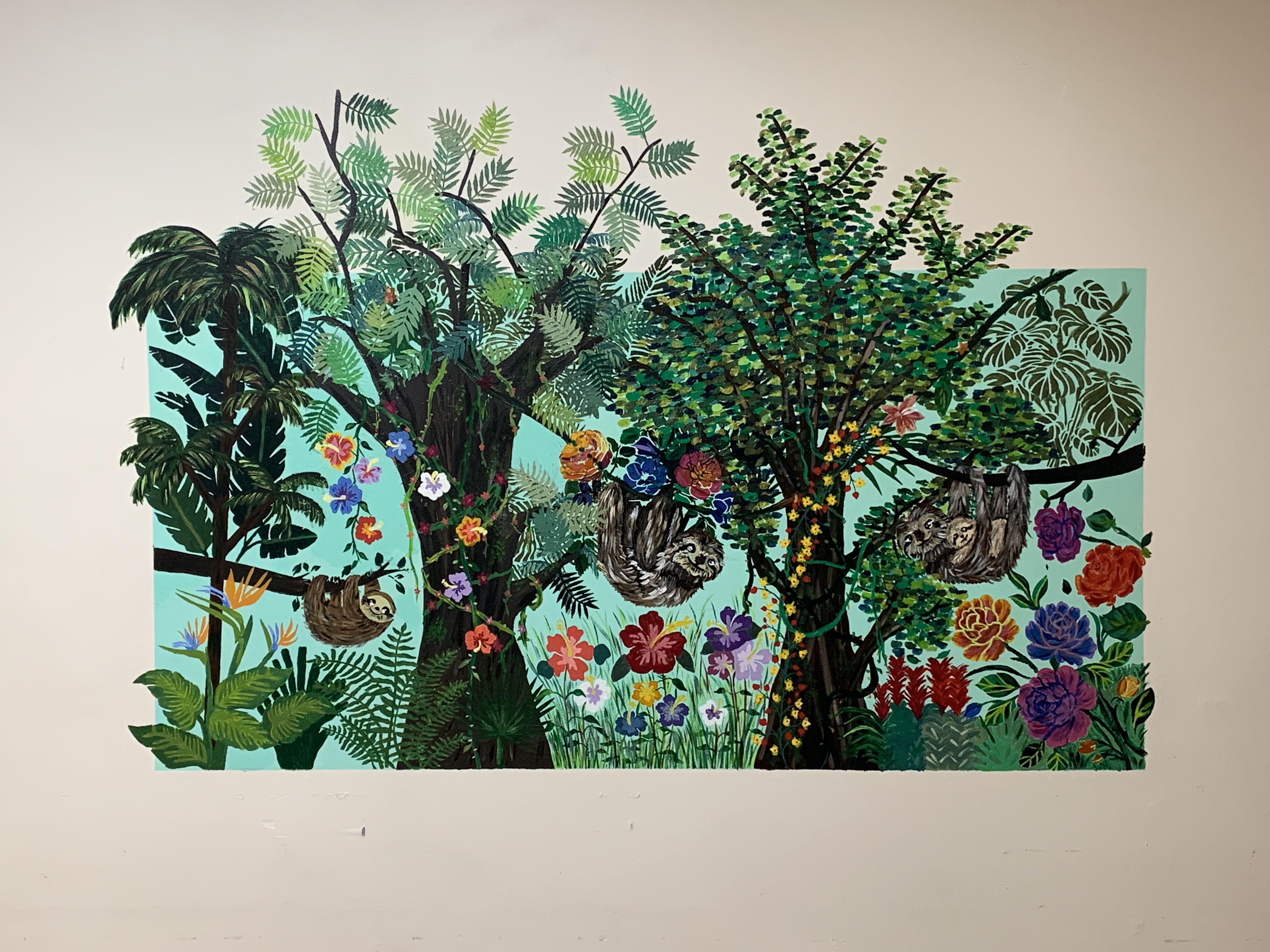 hand-painted jungle wall mural by Choonie