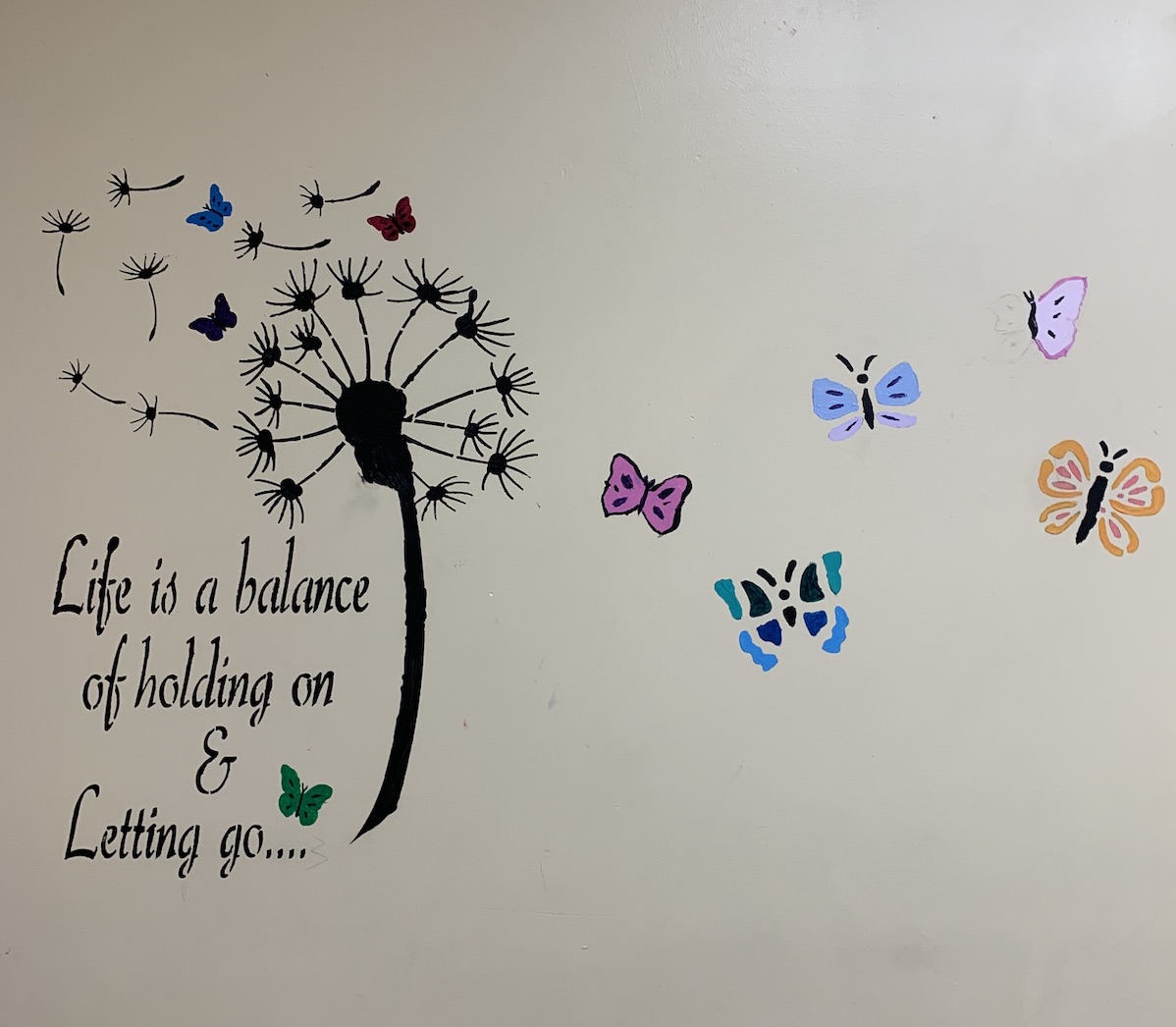 hand-painted life balance wall mural by Choonie