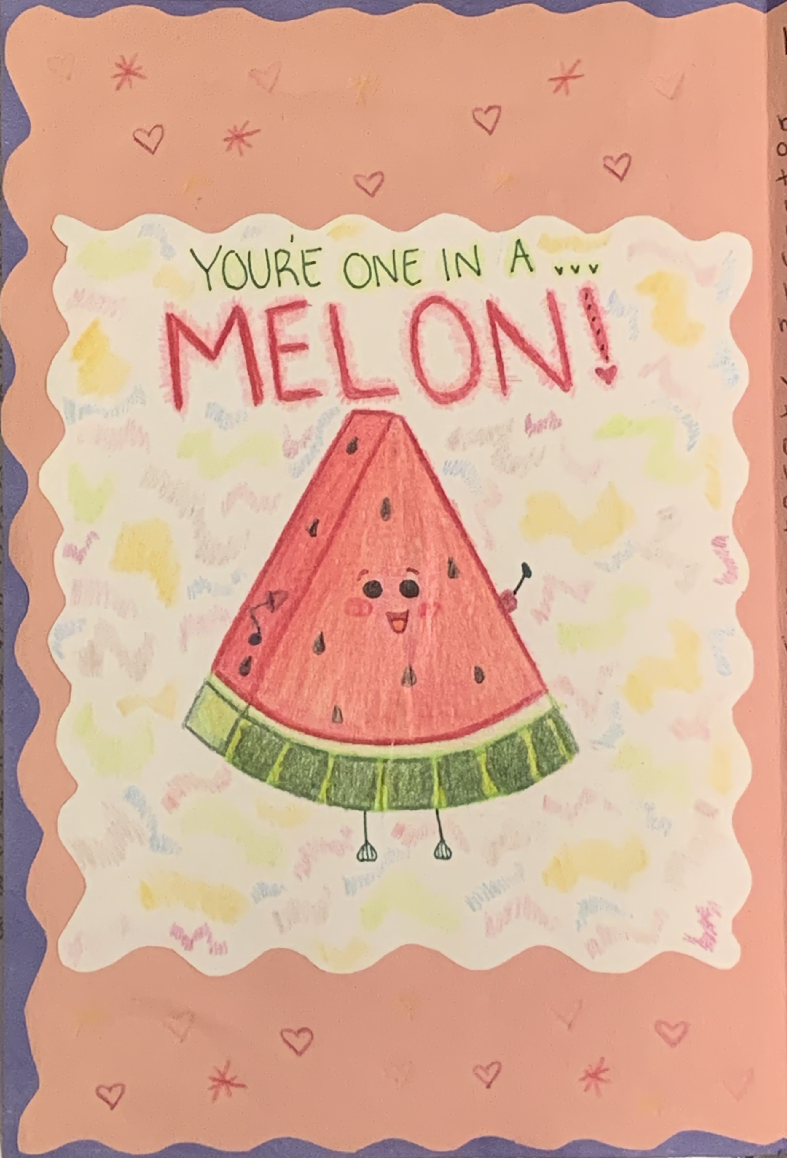 hand-drawn card with watermelon character by Choonie