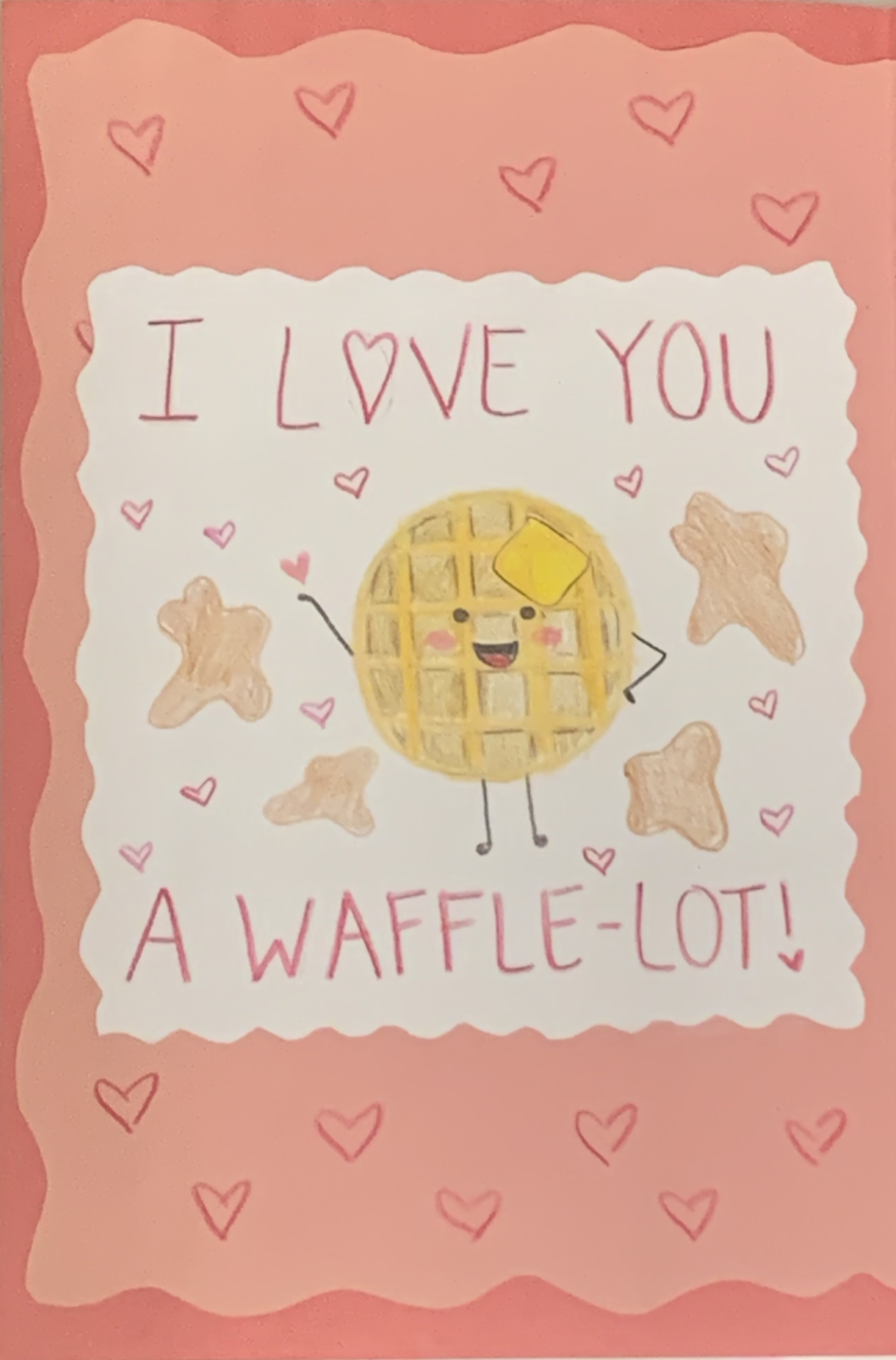 hand-drawn love card with waffle character by Choonie